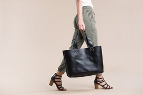 Large Tote — Black Camel